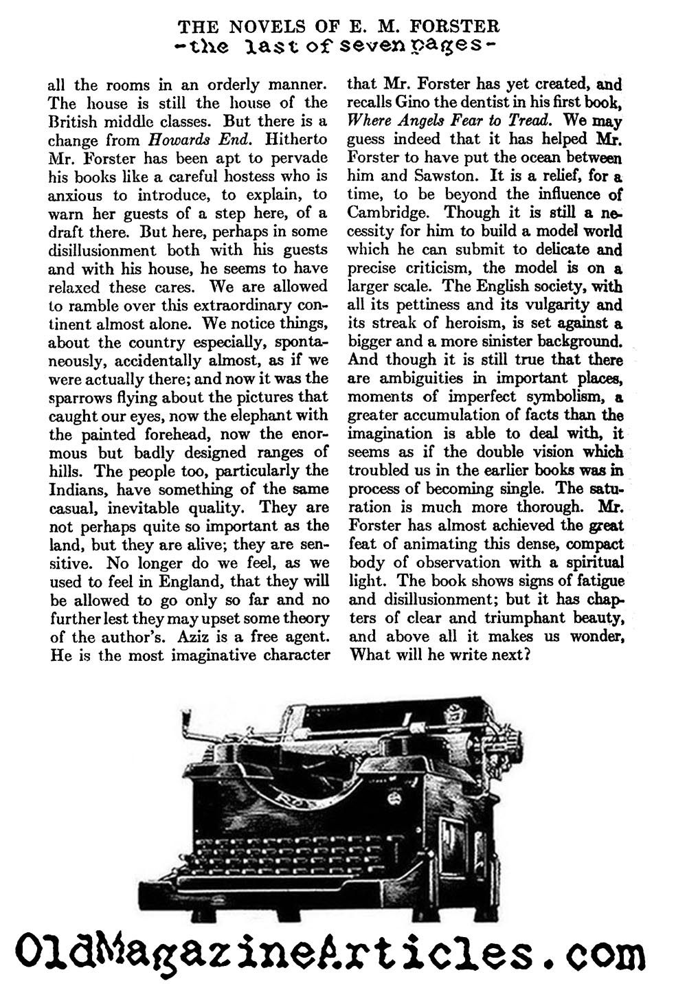 Virginia Woolf Reviews E.M. Forster (Atlantic Monthly, 1927)